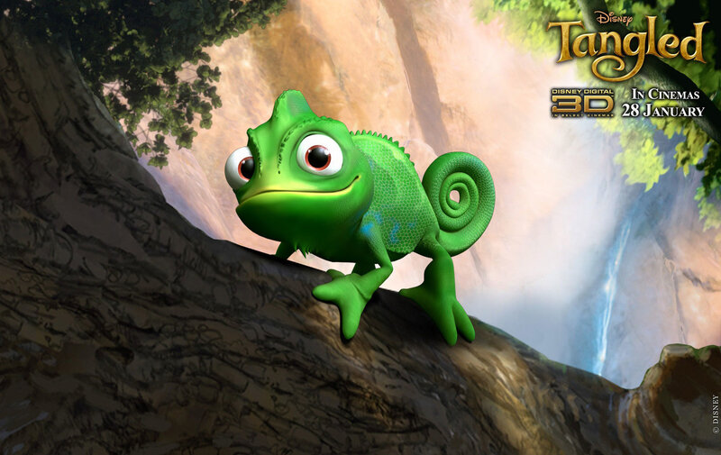 Green Chameleon on Tree — Playful