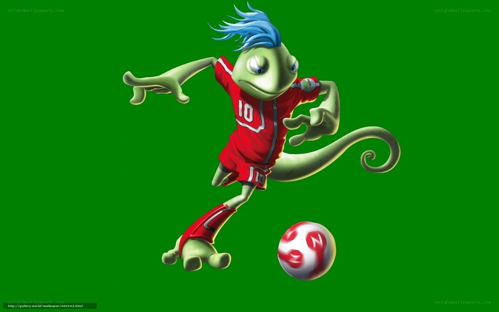 green chameleon soccer player