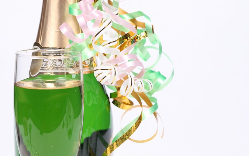 green champagne celebration