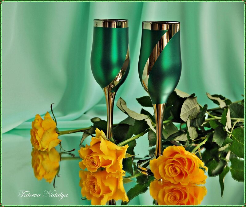 Green Champagne Glasses