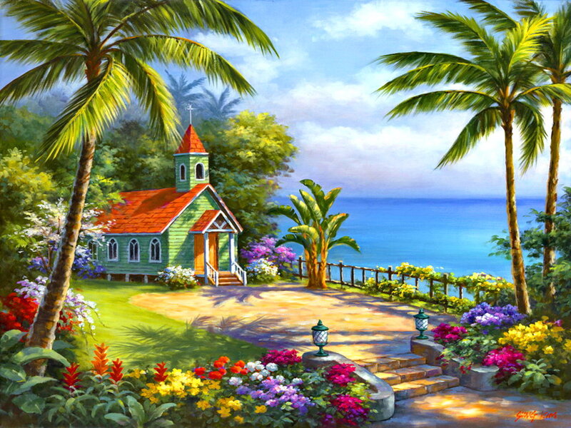 Green Chapel by Ocean