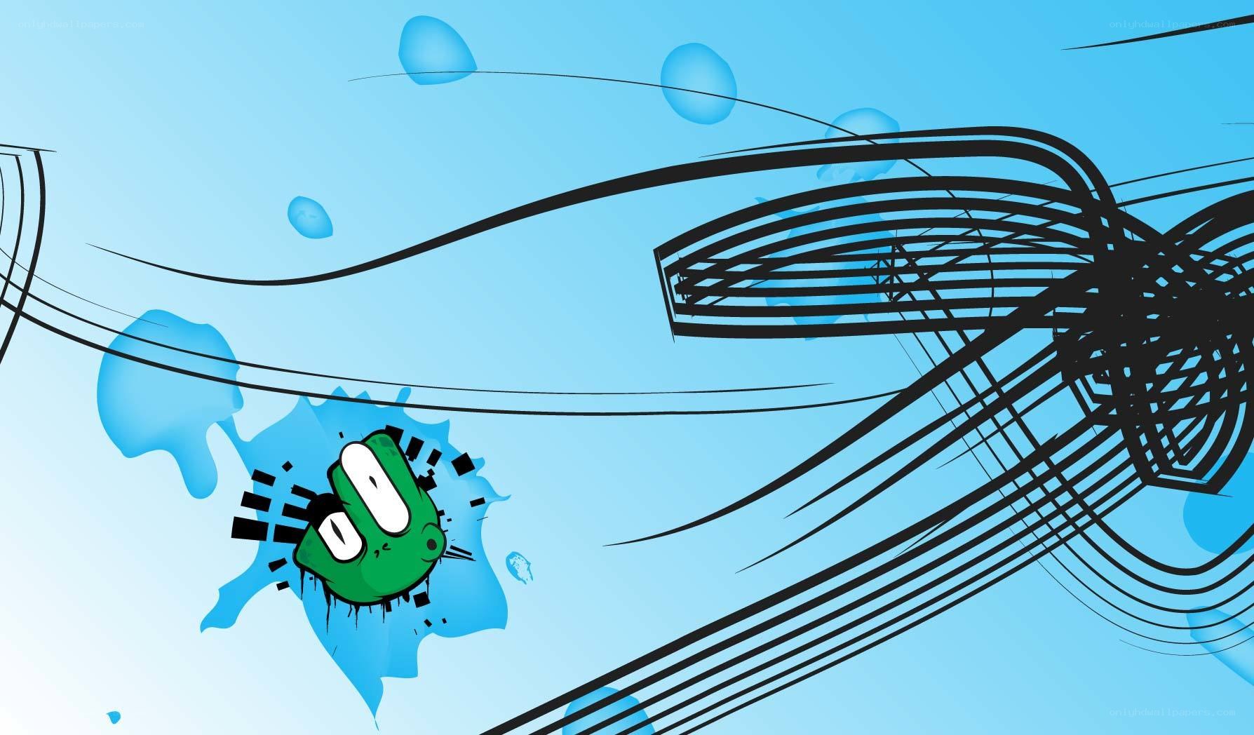 green character in blue splash