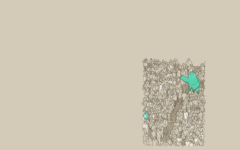 green character in crowd