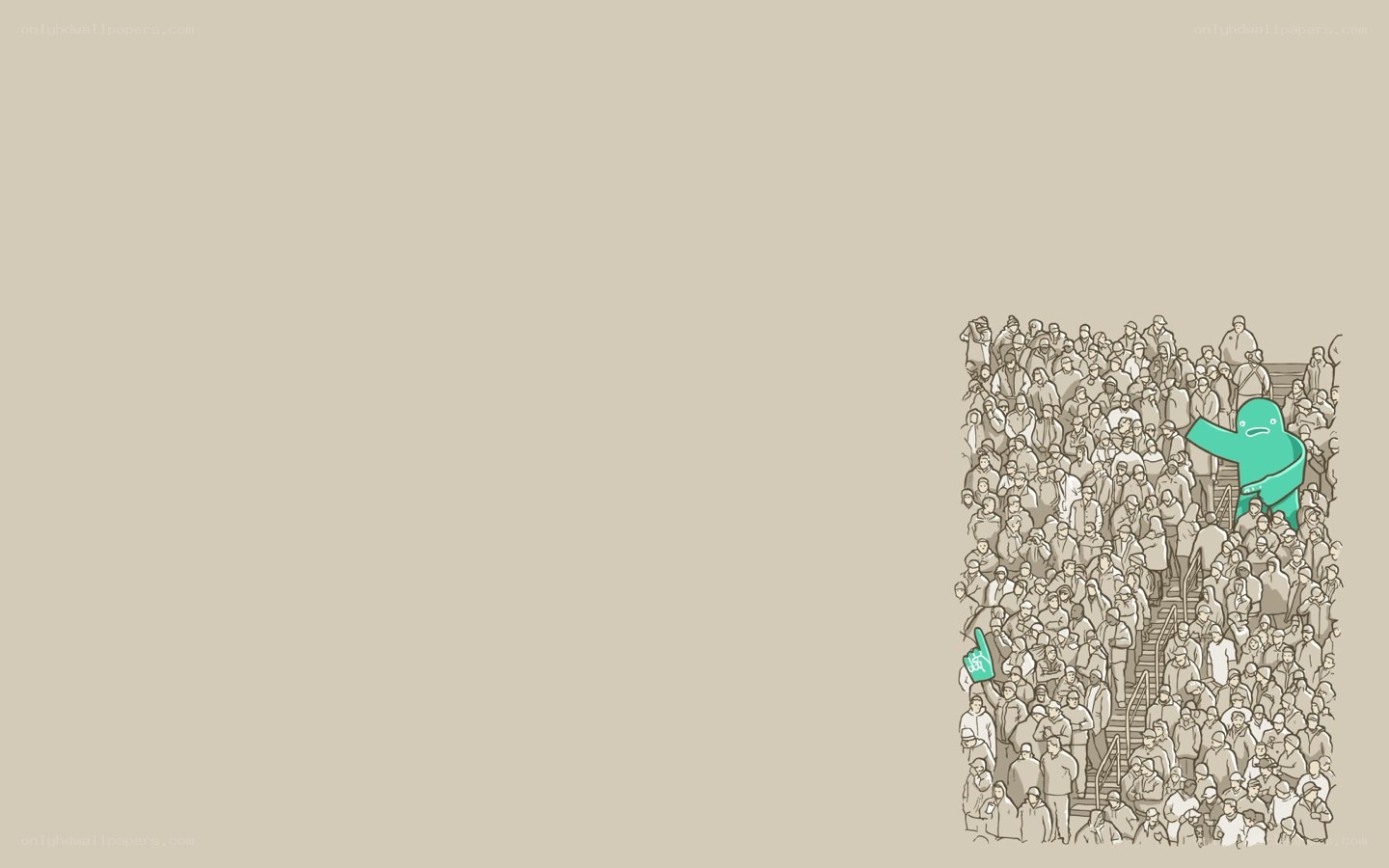 green character in crowd