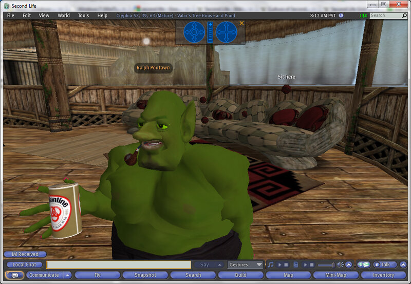 Green character in Second Life