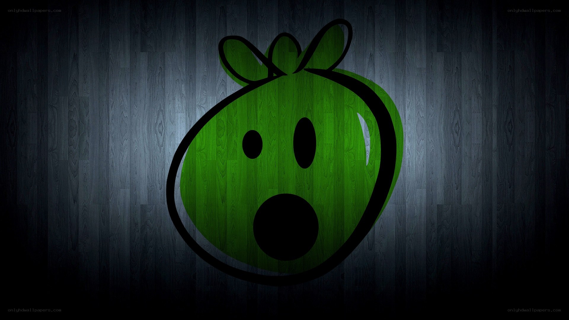 green character on wood
