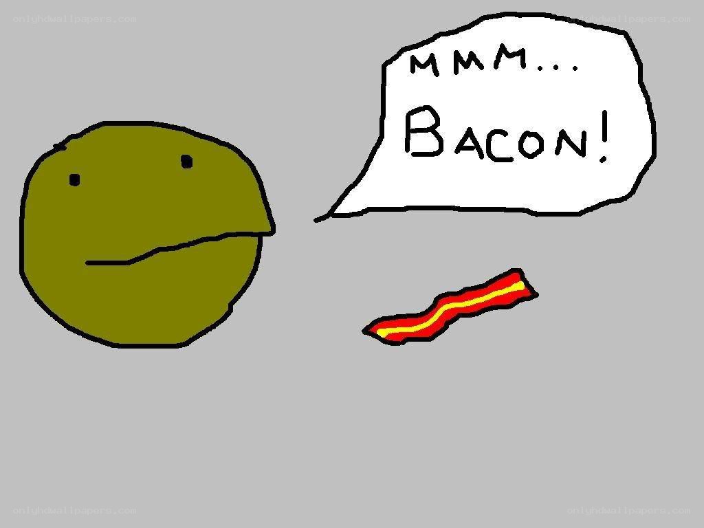 green character wants bacon