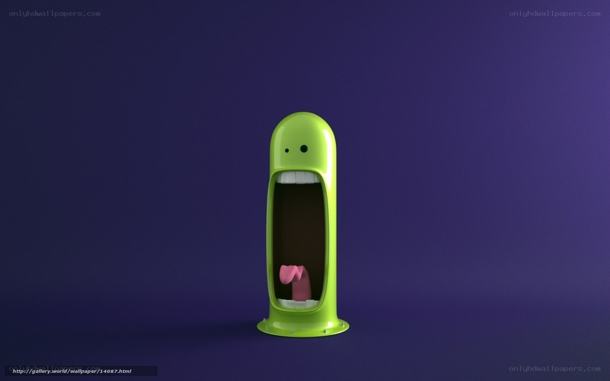 green character with open mouth