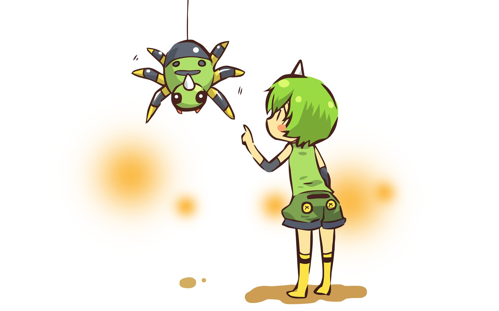 green character with spider toy