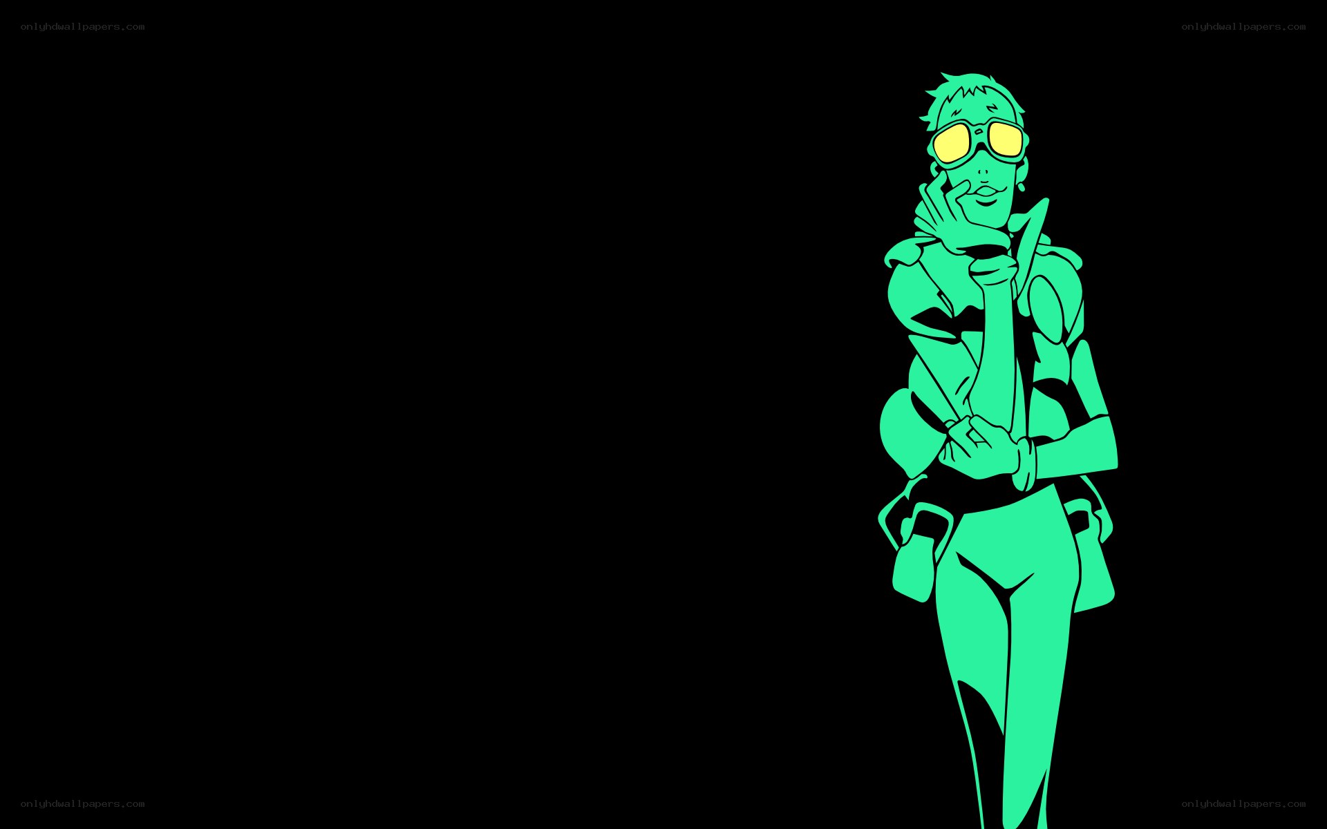 green character with sunglasses