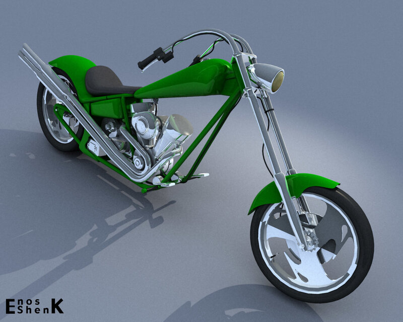 green chopper motorcycle
