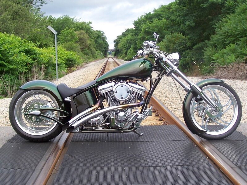 Green Chopper Motorcycle — Calm