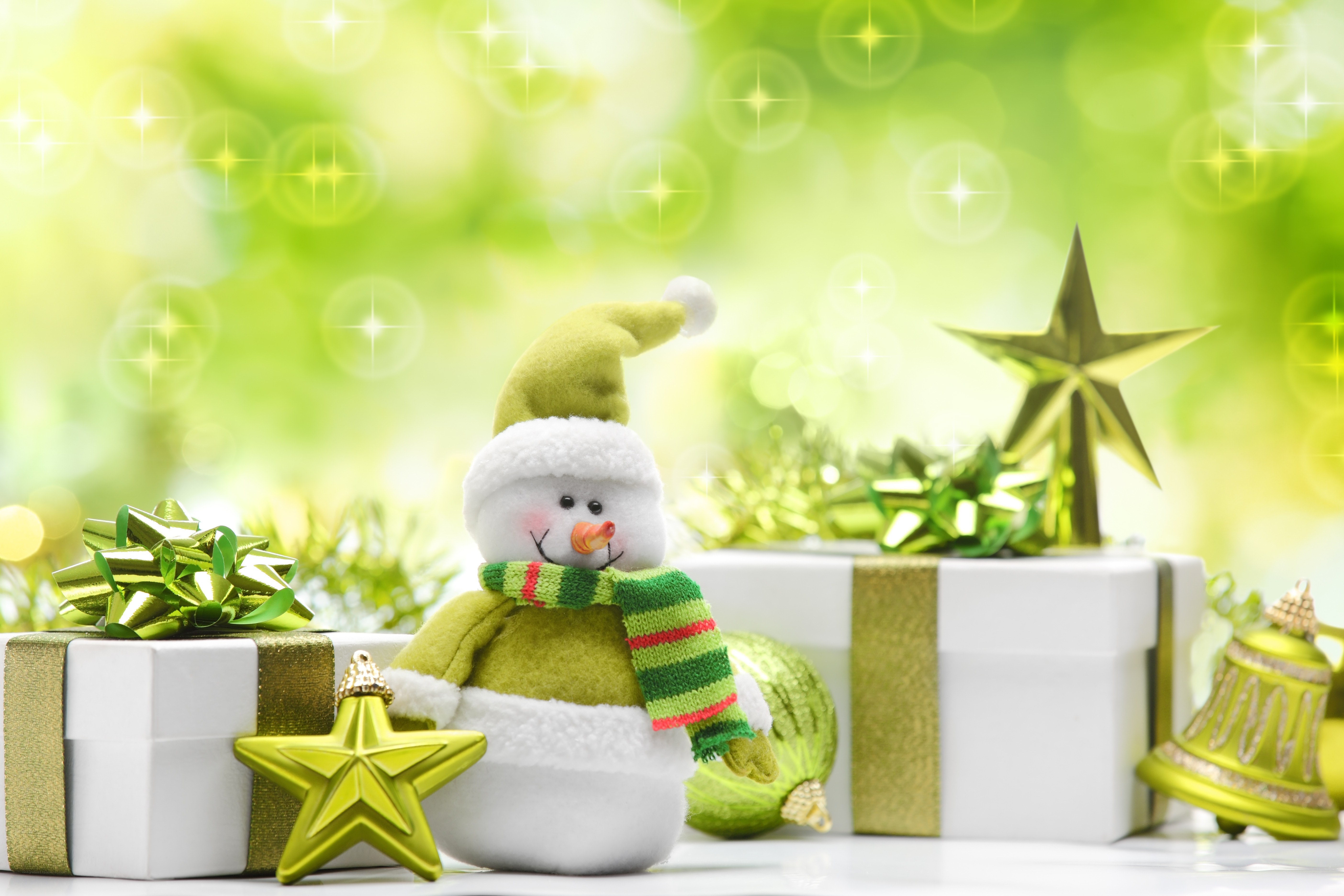 Green Christmas holiday scene