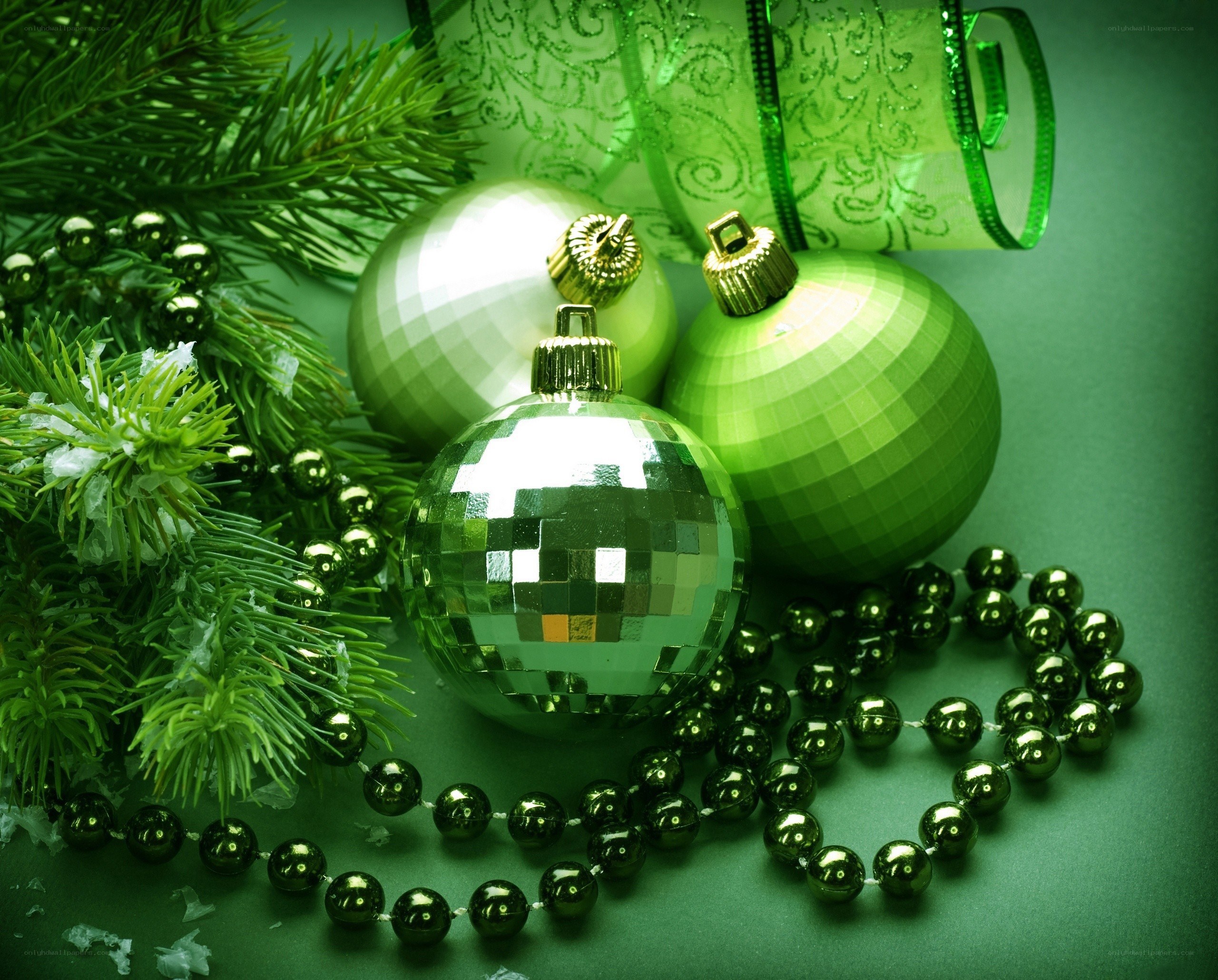green christmas ornaments