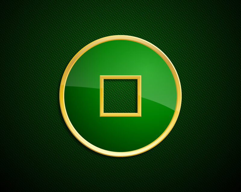 green circle with golden square