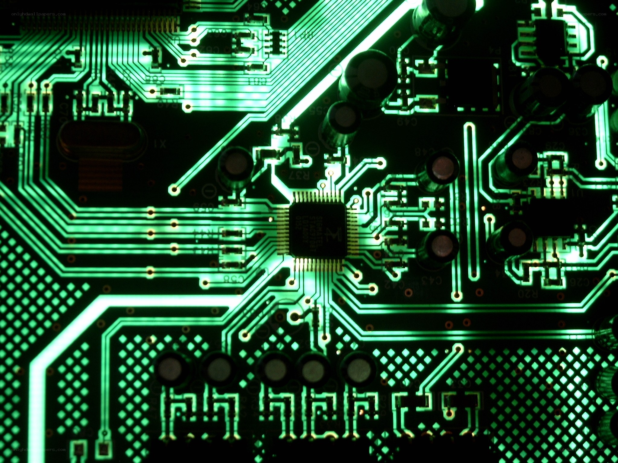 green circuit board close-up