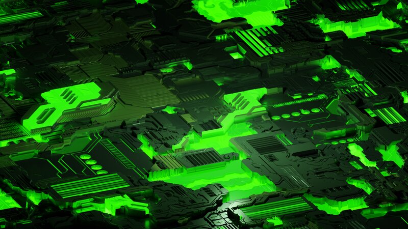 Green Circuit Board — Futuristic