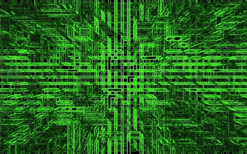 Green Circuit Board Pattern — Technological, Digital Art