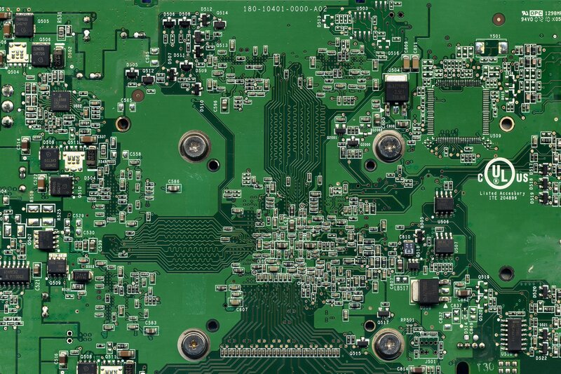Green Circuit Board — Technical, Photograph, Electronic Components, Copper Traces