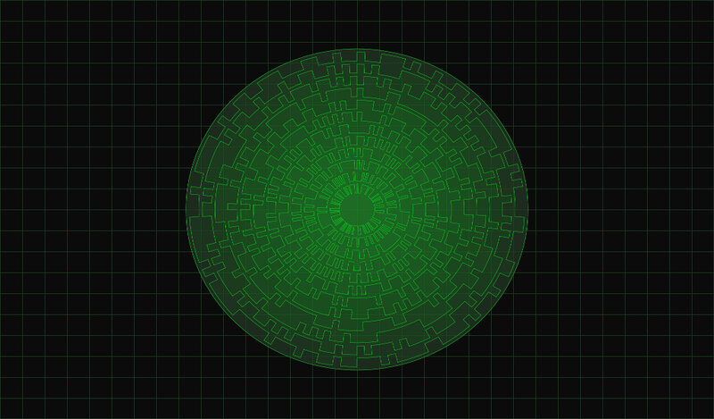green circular pattern on grid