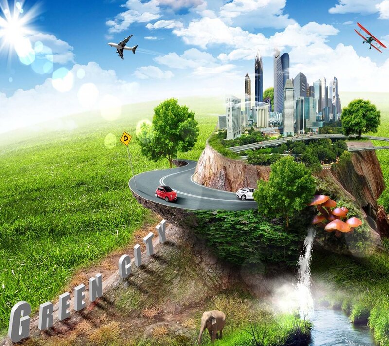 Green City on Cliff — Serene, Afternoon