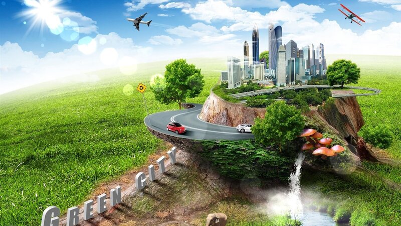 Green City on Cliff — Serene