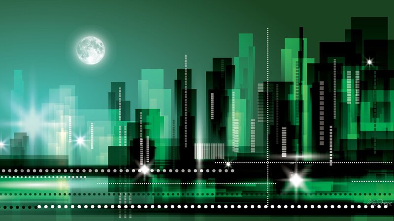 Green City Skyline — Dramatic