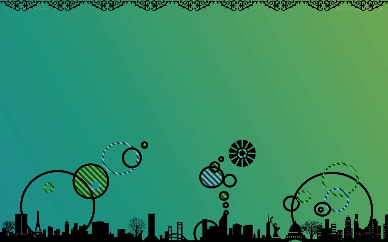green city skyline with icons