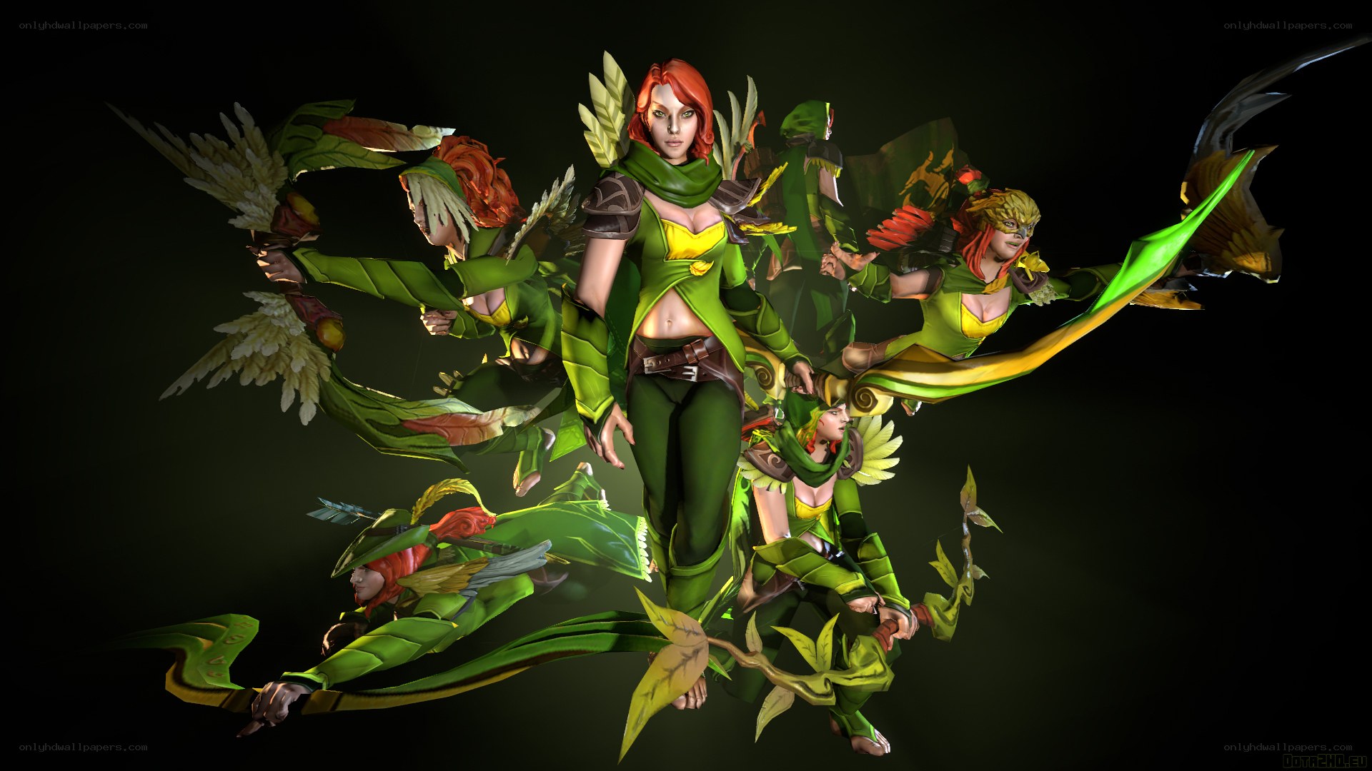Green-clad archer in motion