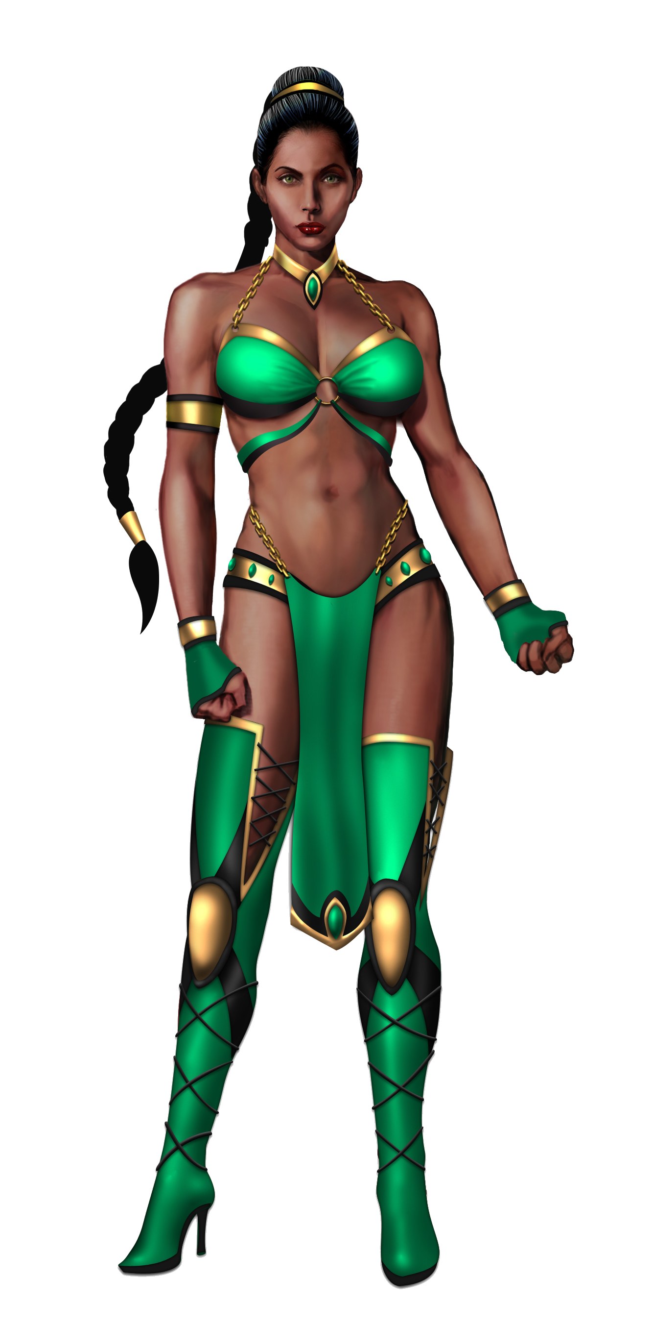 green-clad female warrior
