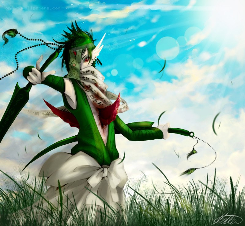 green-clad warrior in field