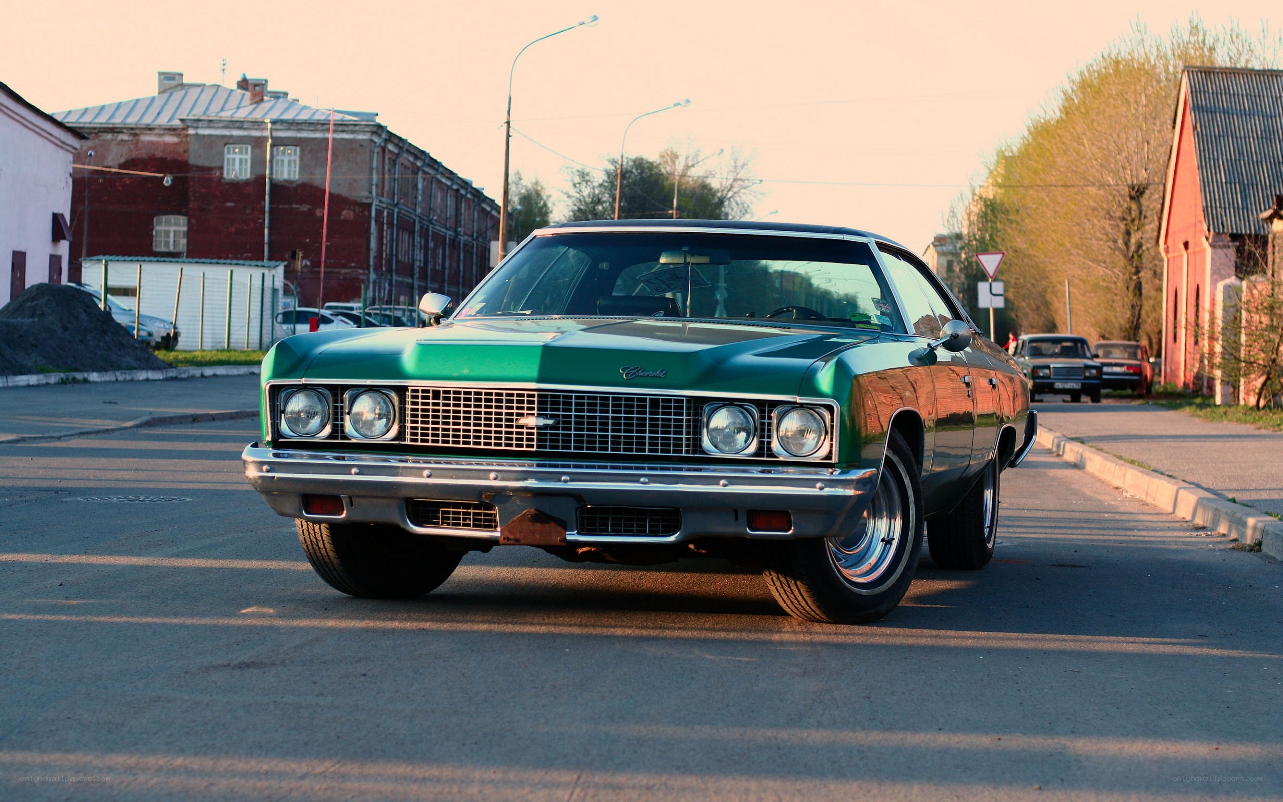 Green classic American car