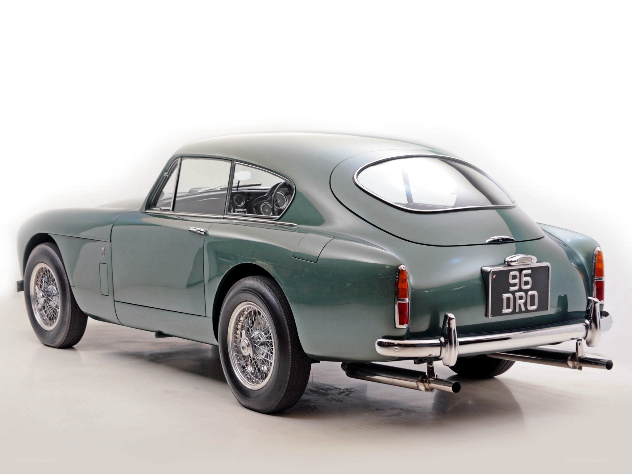 Green classic Aston Martin car