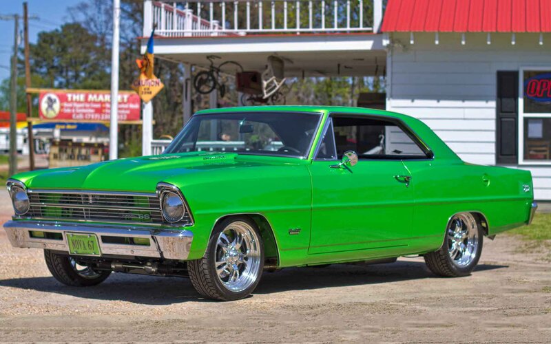 Green Classic Car — Bright, Afternoon, Photograph