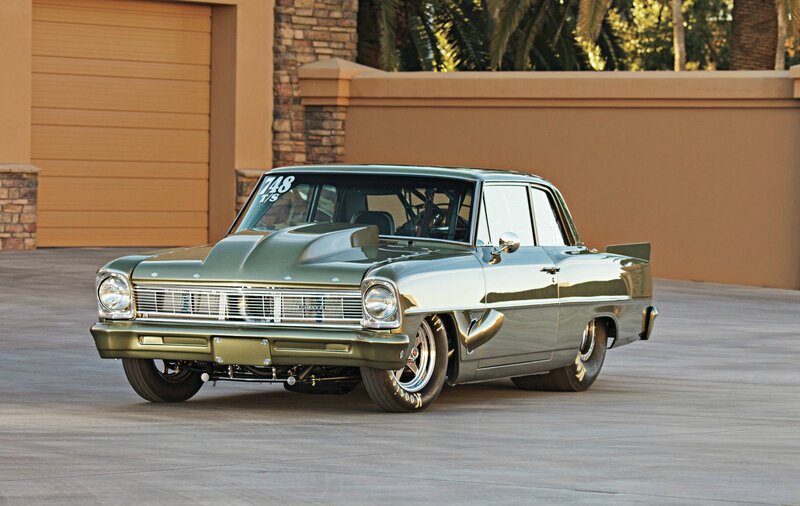 Green Classic Car — Calm, Afternoon, Photograph, Garage Door