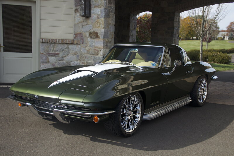 Green Classic Car — Calm, Autumn, Photograph, Stone House