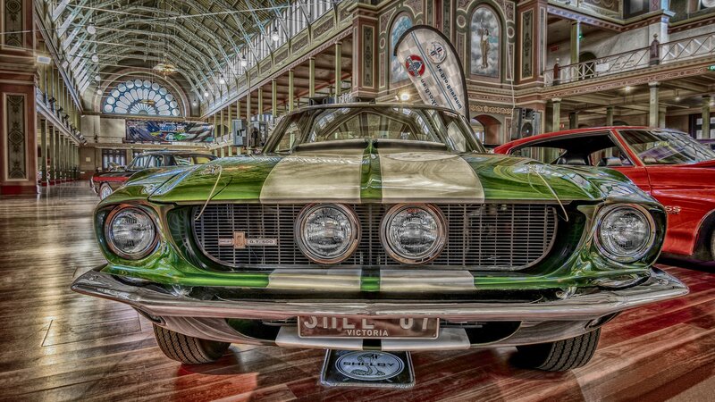 Green Classic Car — Dramatic, Photograph, Car Show
