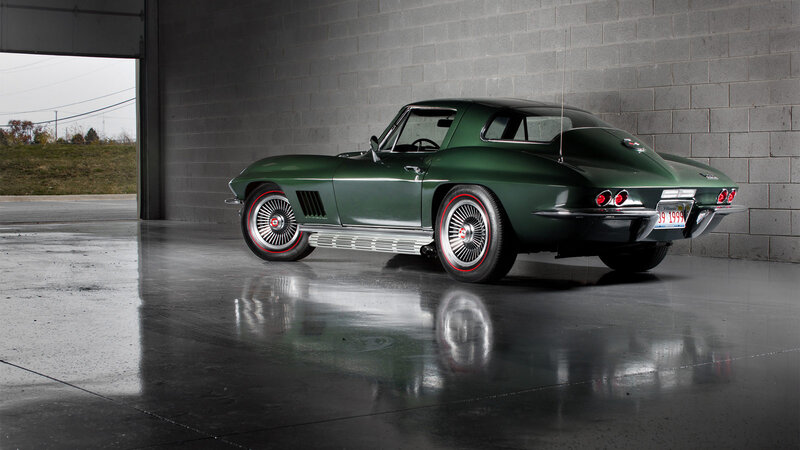 Green Classic Car — Dramatic, Photograph, Garage