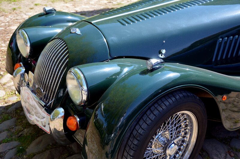 green classic car front view