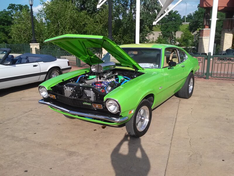 Green Classic Car — Outdoor, Afternoon, Photograph, Hood, Engine