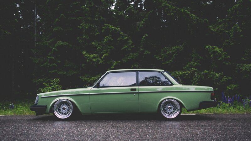 Green Classic Car — Serene, Photograph, Trees