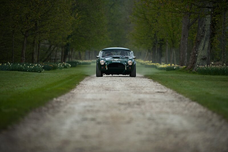 Green Classic Car — Serene, Spring, Photograph, Gravel Road