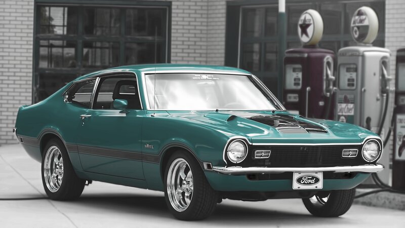 Green Classic Car — Teal, Retro