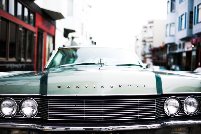 Green Classic Car — Urban, Afternoon