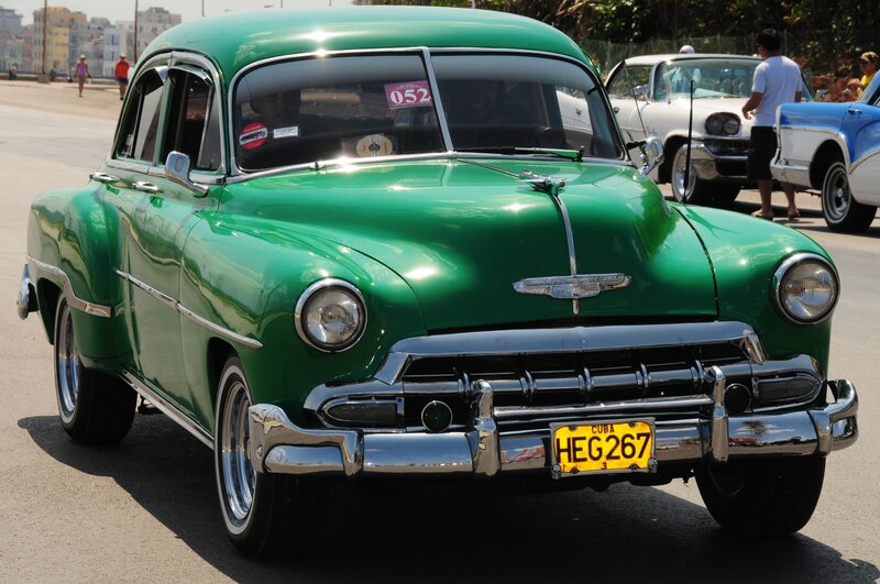 Green Classic Car — Vibrant, Daytime
