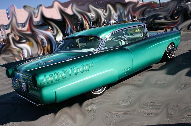 green classic car with custom paint