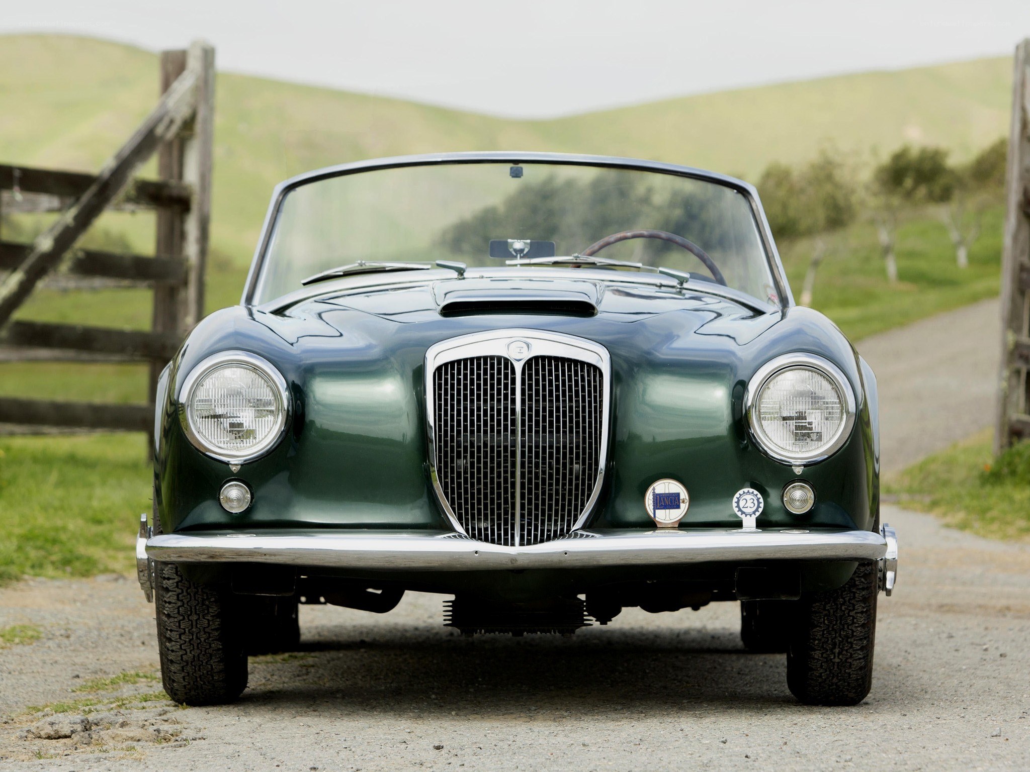 Green classic convertible car