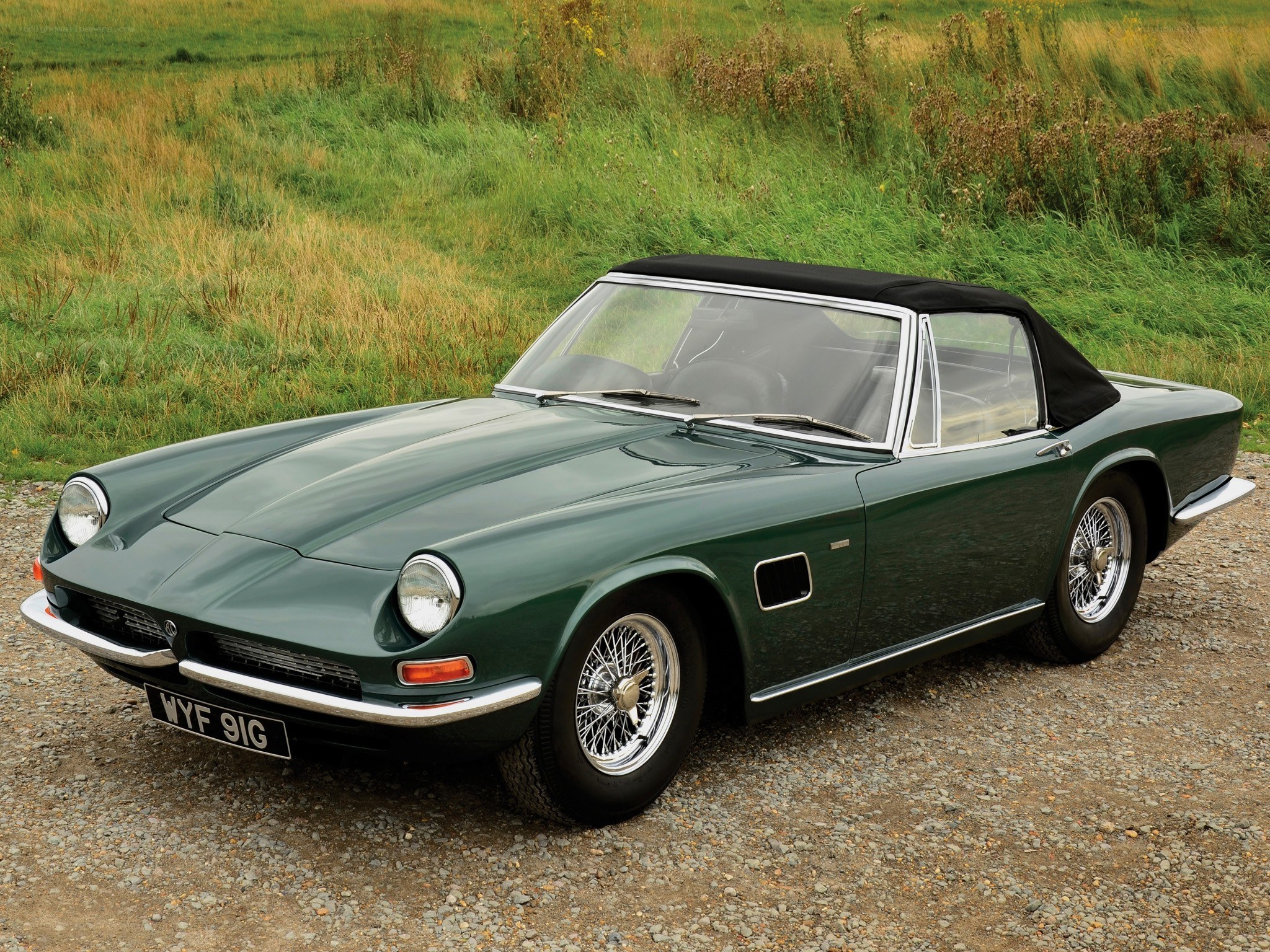 Green classic convertible car