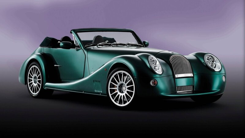 Green classic convertible sports car