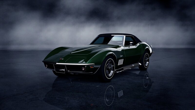 Green classic Corvette sports car